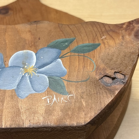 Vintage Wood China Wall Shelf Plate Rack Display Farmhouse Flower Painted. - Picture 14 of 15